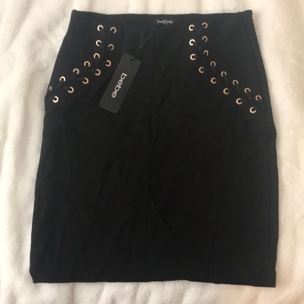 BEBE lace up black skirt